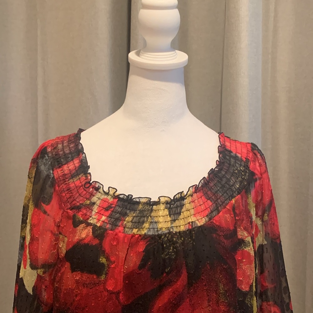 NWT - Style & Co. 2-Piece Red and Black Floral Blouse Size 12 - Picture 8 of 14